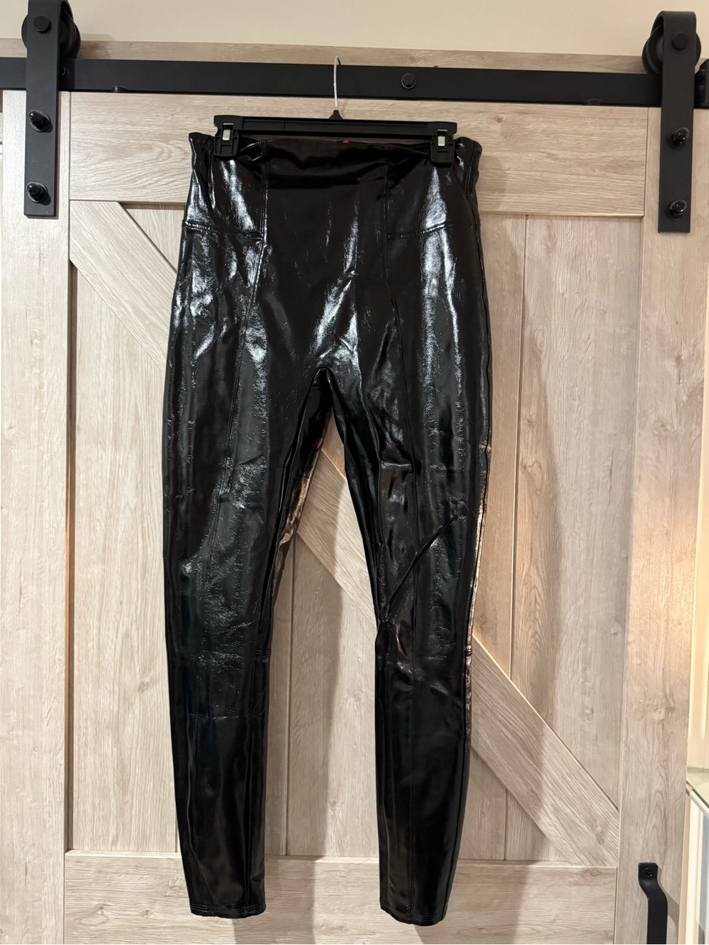 SPANX High-Shine Black Faux-Leather Leggings